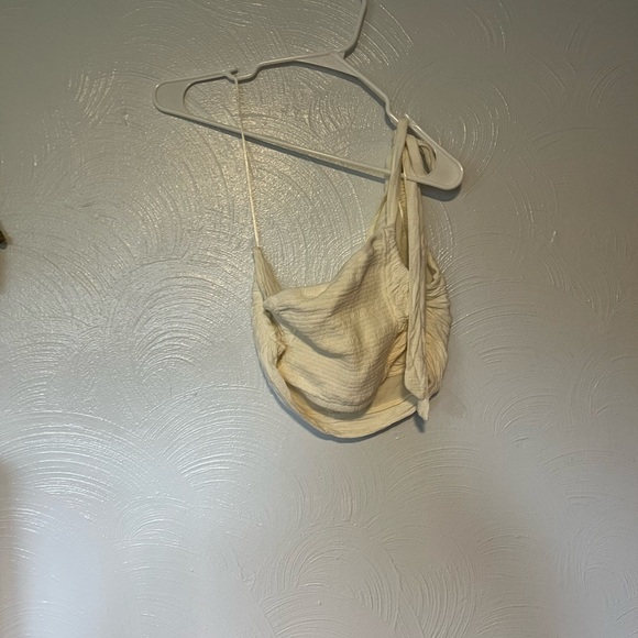 Free People Keeley Set in Ivory Crop Top Wide Leg High Waist Gauze Cotton Blend - Picture 6 of 16